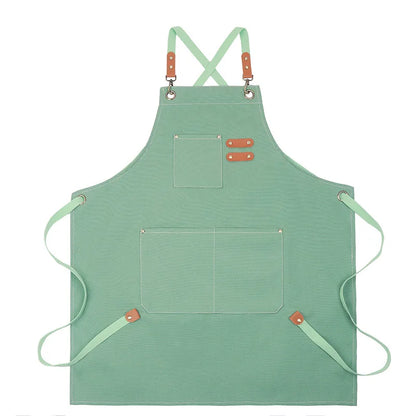 New Fashion Canvas Kitchen Aprons For Woman Men Chef Work Apron For Grill Restaurant Bar Shop Cafes Beauty Nails Studios Uniform