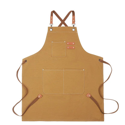 New Fashion Canvas Kitchen Aprons For Woman Men Chef Work Apron For Grill Restaurant Bar Shop Cafes Beauty Nails Studios Uniform