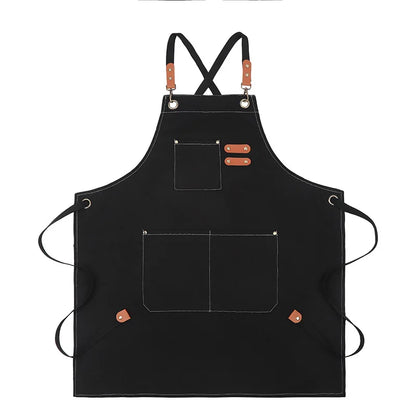 New Fashion Canvas Kitchen Aprons For Woman Men Chef Work Apron For Grill Restaurant Bar Shop Cafes Beauty Nails Studios Uniform