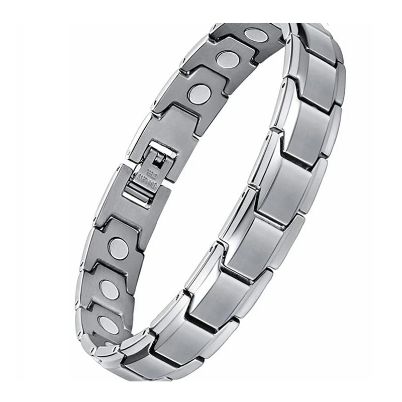 New Stainless Steel Black Germanium Magnetic Chain Link Bracelet for Women Men Health Care Energy Jewelry Snoring Bracelet