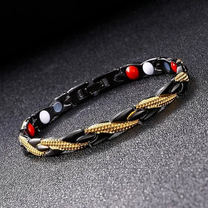 New Stainless Steel Black Germanium Magnetic Chain Link Bracelet for Women Men Health Care Energy Jewelry Snoring Bracelet